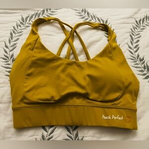 Women’s Peach Perfect Sports Bra Mustard Yellow Size M